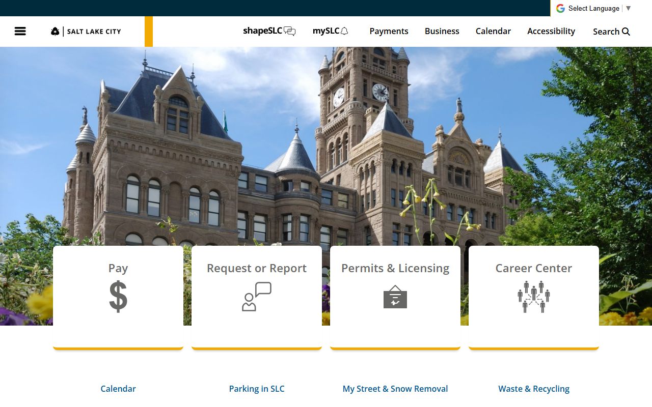 Salt Lake City government page with released inmates resources