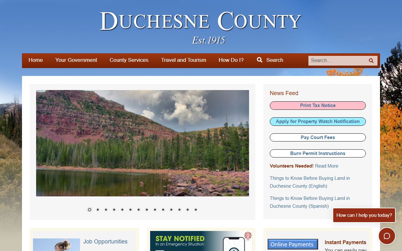 Duchesne County government site for released inmates lookup