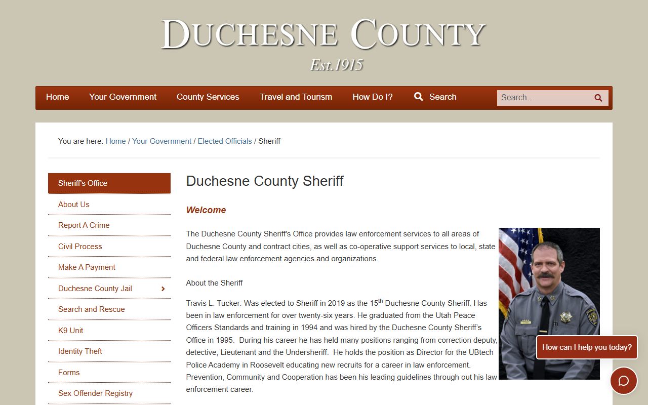 Duchesne County Sheriff office for released inmates