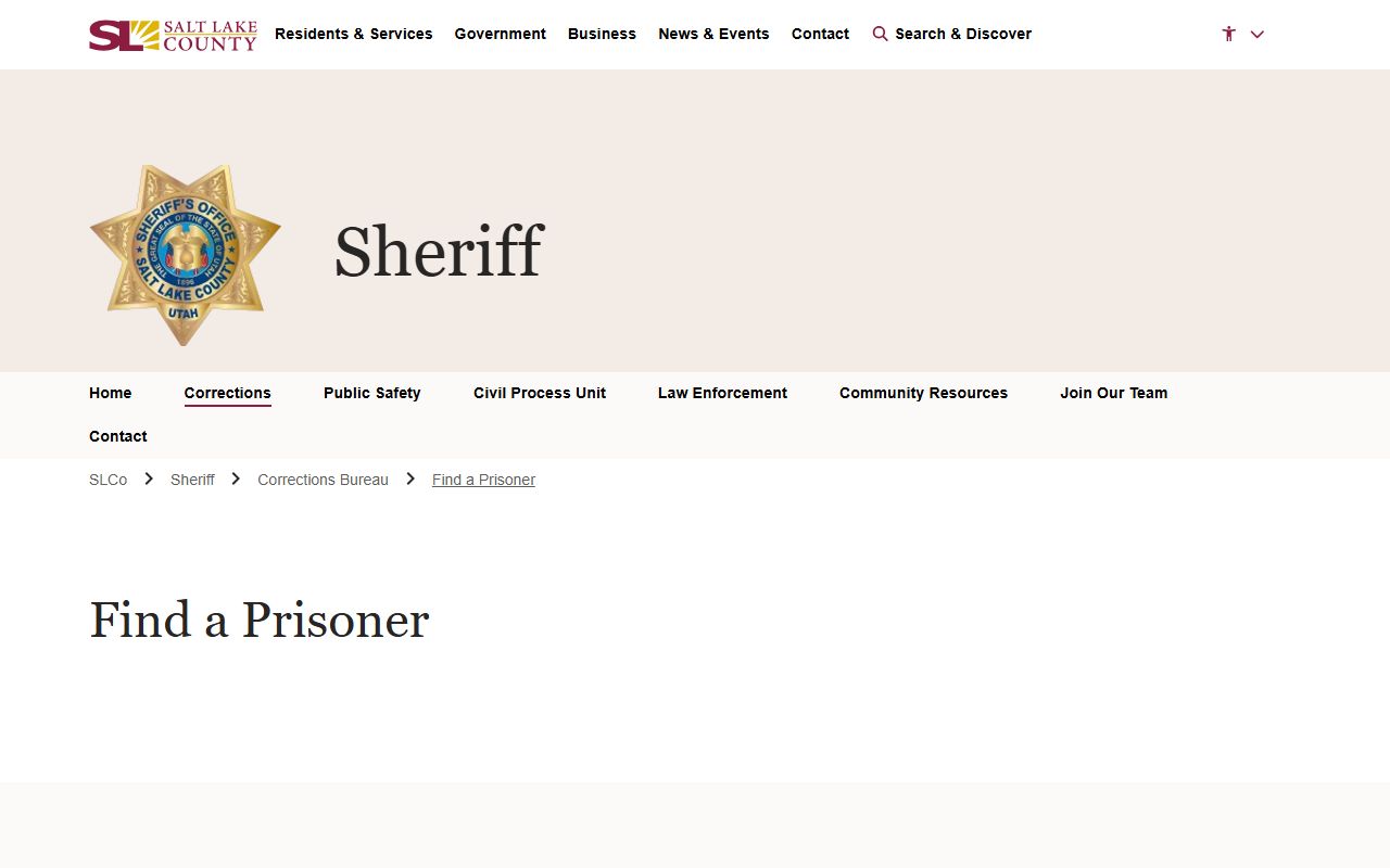 Salt Lake County inmate lookup for Salt Lake County released inmates