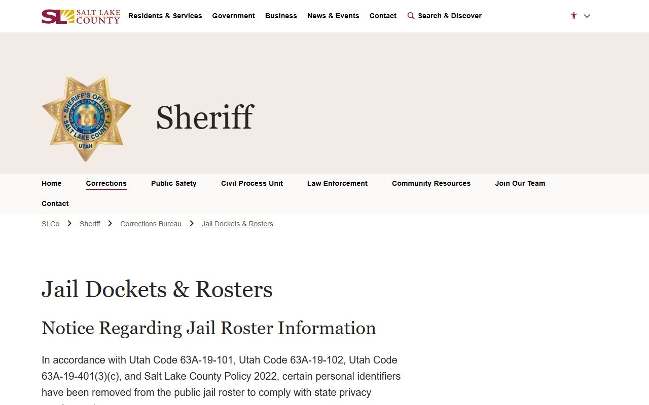 Salt Lake County jail rosters for Salt Lake County released inmates