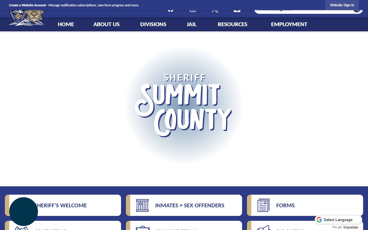 Summit County Sheriff Office page for released inmates
