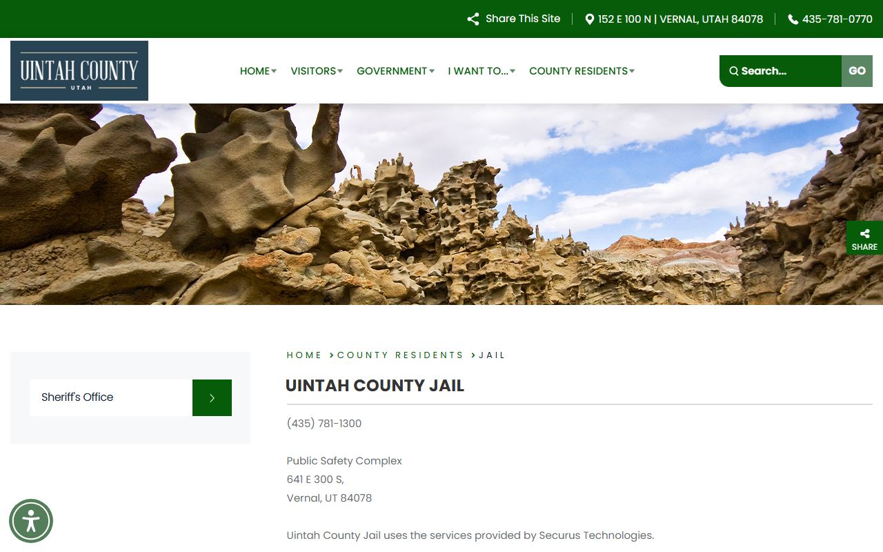 Uintah County Jail page for released inmates