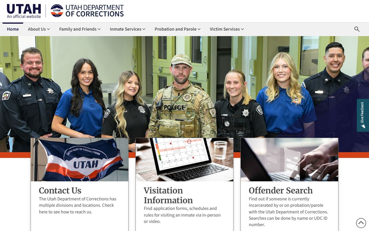 Utah Department of Corrections page used for Clearfield released inmates